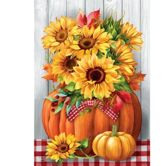 Briarwood Lane Fall House Flag 40x28 For Outdoor Sunflowers in Pumpkin For Fall House Flag image {4}