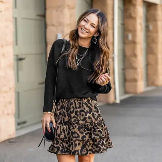 Women's Leopard Print Drawstring Ruffled Skirt - Cupshe image {3}
