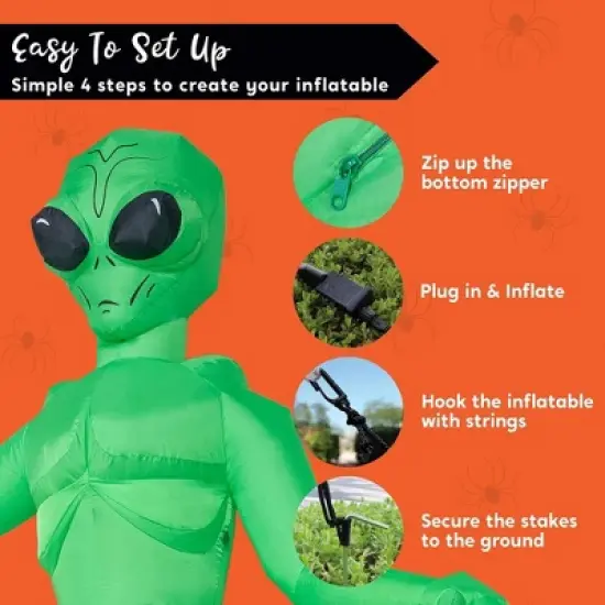 Joyfy 9 FT Tall Halloween Inflatable Giant Alien Decoration with Built-in LEDs for Halloween Indoor Outdoor Yard Garden Lawn Holiday Party Decoration image {3}