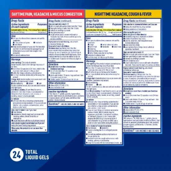 Mucinex Rapid Clear Pain Headache Mucus Congestion Nightime Liquid Gels - 24ct image {5}