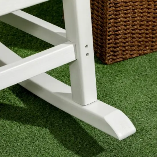 Outsunny 2 Pc Outdoor Rocking Chair, Traditional Slatted Porch Rocker with Armrests, Waterproof HDPE, Light Gray image {5}