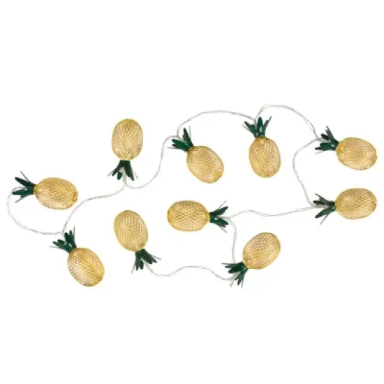 Northlight 10 B/O LED Warm White Gold Pineapple String Lights - 3' Clear Wire image {4}