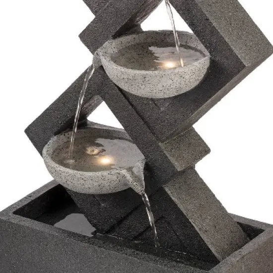 39" Resin Indoor/Outdoor Soothing 4-Tier Zen Fountain with LED Lights Gray - Alpine Corporation image {5}
