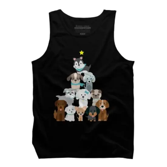 Men's Design By Humans Christmas Tree Dogs By GiftsIdeas Tank Top image {4}
