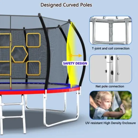 APRILSOUL 14FT Trampoline with Enclosure Recreational Trampolines with Ladder, ASTM Approval Outdoor Trampoline for Kids image {4}
