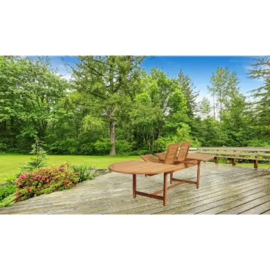 City Villa 11pc Patio Teak Wood Wicker Double-Extendable Oval Dining Set - International Home Miami image {2}