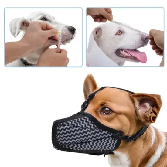 Unique Bargains Dog Muzzle with Reflective Adjustable Strap Gray 1 Pc image {1}