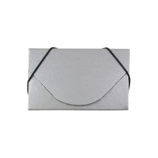 JAM Paper Colorful Business Card Holder Case w/Round Flap Matt Silver Chipboard 369031721 image {3}