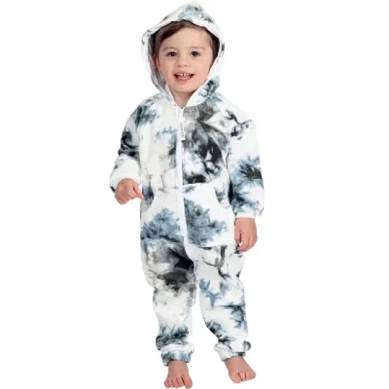 Joggies - TieDye Black Infant Footless Hoodie Onesie image {4}