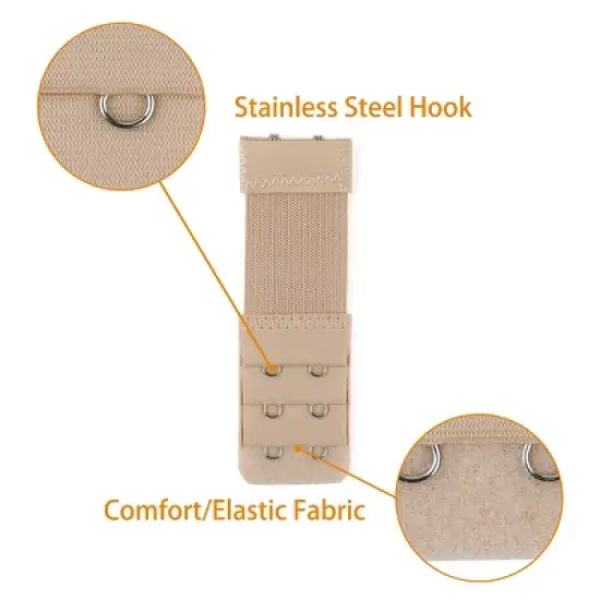 Allegra K 2pcs Bra Strap Extenders Set 3 Rows 2 Hooks/3 Hooks/4 Hooks Elastic Bra Hook Extensions image {3}