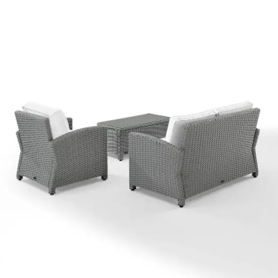 Bradenton 3pc Outdoor Conversation Set with Loveseat & Armchair with Coffee Table - Crosley
 image {6}