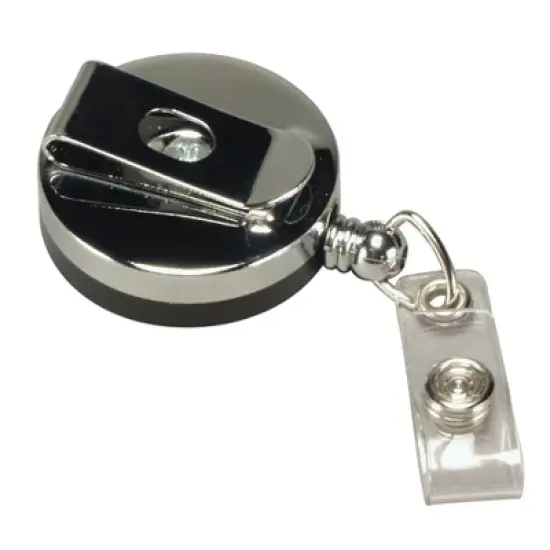 SICURIX Heavy Duty Round ID Badge Reel with Belt Clip, Black, Pack of 3 image {4}