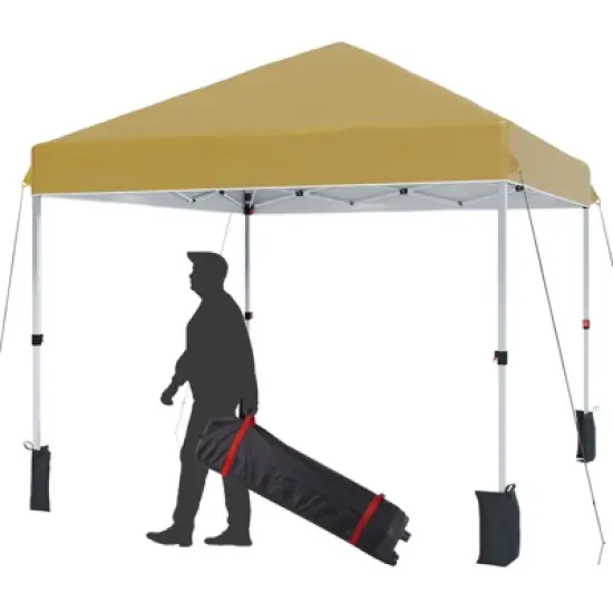 10 x 10 Pop Up Canopy, Beach Tent 3 Adjustable Heights, Easy Up Sun Shade w/ Wheeled Carry Bag, Outdoor Portable Shelter for Events, Parties, Camping image {10}