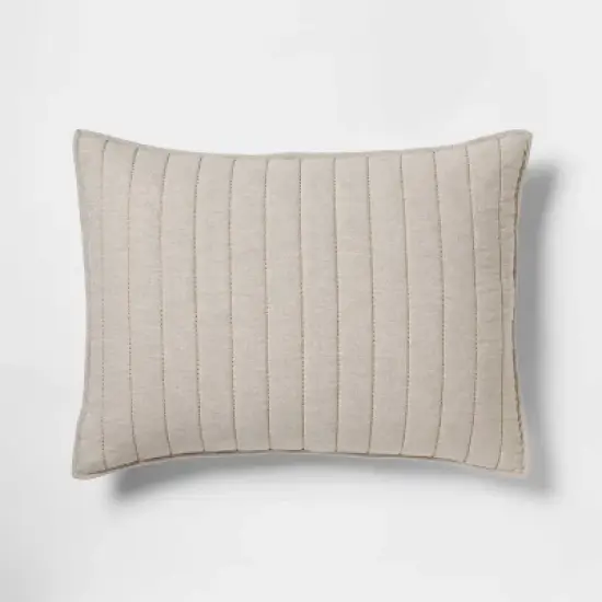 Herringbone Flannel Sham Beige - Threshold image {4}