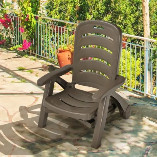 Tangkula 2 PCS Patio Chaise Lounge Chair 5-Position Folding Recliner for Beach Poolside Backyard image {2}