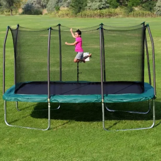 Skywalker 14' Rectangle Trampoline with Enclosure - Green image {1}