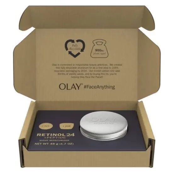 Olay Retinol 24 Face Moisturizer Limited Edition Recyclable Aluminum Jar - 1.7oz image {2}