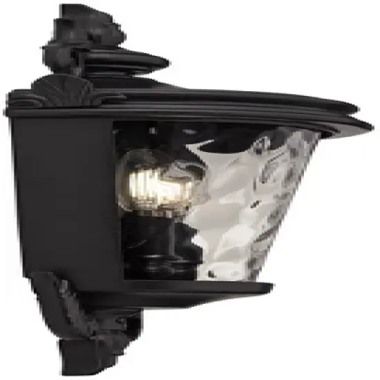 John Timberland Casa Marseille Vintage Rustic Outdoor Wall Light Fixture Textured Black Scroll 17" Clear Hammered Glass for Post Exterior Barn Deck image {5}