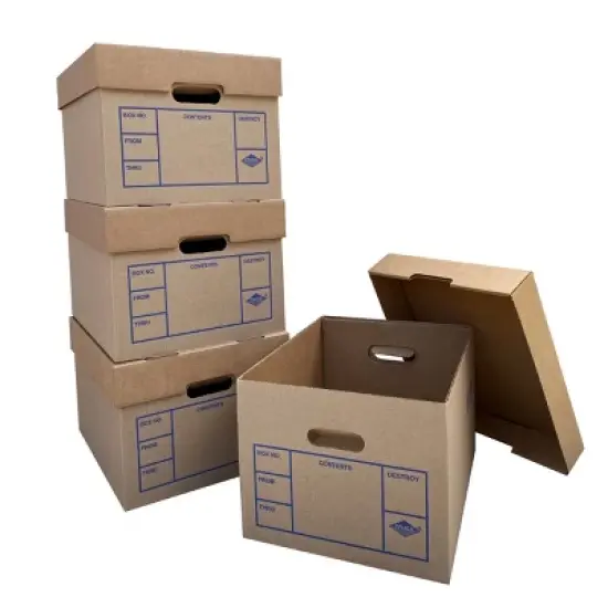 UBMOVE File Moving Boxes 200# Strength, Small, 15" x 12" x 10", 4 Pack image {3}
