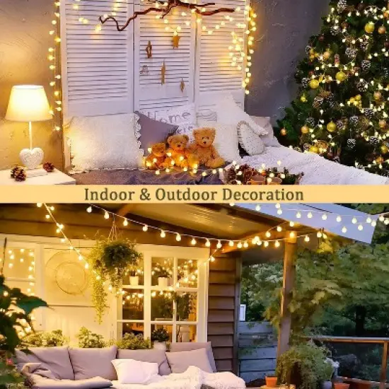 Itopfox 100 LED Connectable Globe String Lights Indoor Bedroom, Warm White Christmas Fairy Lights with Remote, 8 Modes Hanging for Room Classroom image {6}