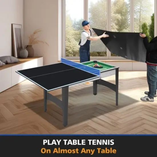 SEVOBAL Table Tennis Accessories 6ft Ping Pong Conversion Top Foldable Portable with Solo Play Option for Indoor Games, Black, 35"*19"*3.1" image {1}