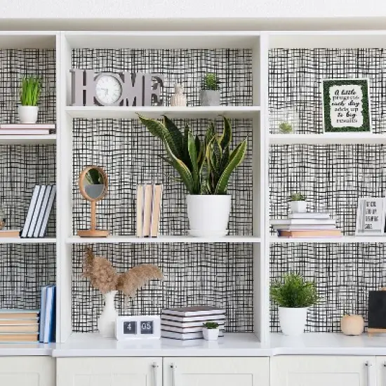 Teacher Created Resources&reg; Peel and Stick Decorative Paper Roll, 17-1/2" x 10 ft, Black Freestyle Grid image {3}