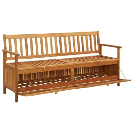 vidaXL Patio Storage Bench 66.9" Solid Acacia Wood image {4}