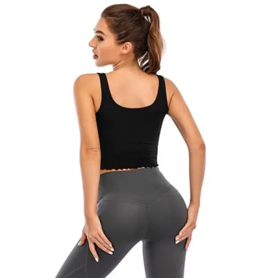 DOMETOUR Solid Crop Sleeveless Ribbed Knit Top image {6}