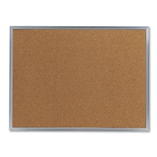 UNIVERSAL Bulletin Board Natural Cork 24 x 18 Satin-Finished Aluminum Frame 43612 image {1}