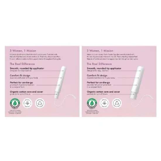 Rael Organic Cotton Regular & Super BFA-Free Applicator Compact Tampons Duopack - 36ct image {1}