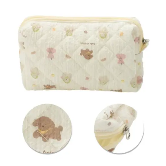 Unique Bargains Puppy Makeup Bag Beige 1 Pc image {3}
