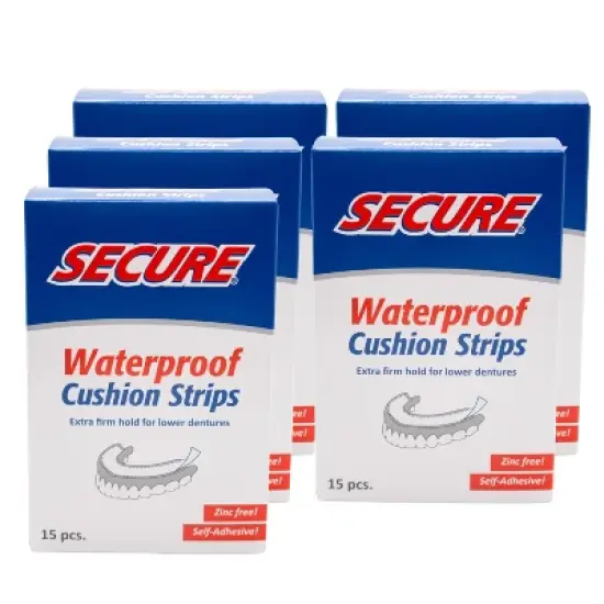 Secure Denture Adhesive Cushion Strips &ndash; Zinc Free &ndash; Waterproof &ndash; Comfortable Fit for Uppers & Lowers &ndash; Extra Firm All-Day-Hold &ndash; Clean Ingredients image {15}