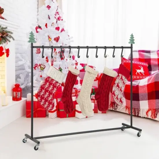 Tangkula Christmas Stocking Holder 46" Metal Stocking Stand with Christmas Decorations Freestanding Stocking Hanger Clothes Rack w/ 10 Hooks image {2}