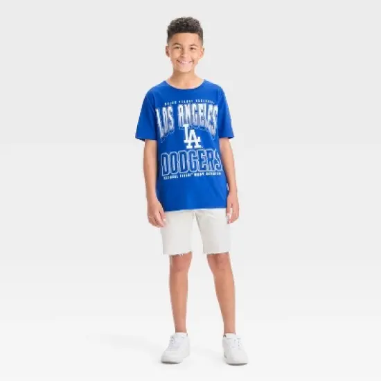 Boys' Los Angeles Dodgers Oversized Short Sleeve Graphic T-Shirt - Blue image {3}