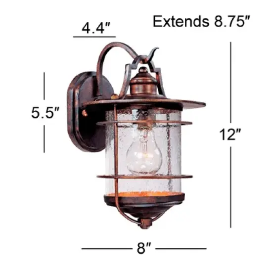 Franklin Iron Works Casa Mirada Industrial Rustic Outdoor Wall Light Fixture Vintage Bronze 12" Clear Seedy Glass for Post Exterior Barn Deck House image {3}
