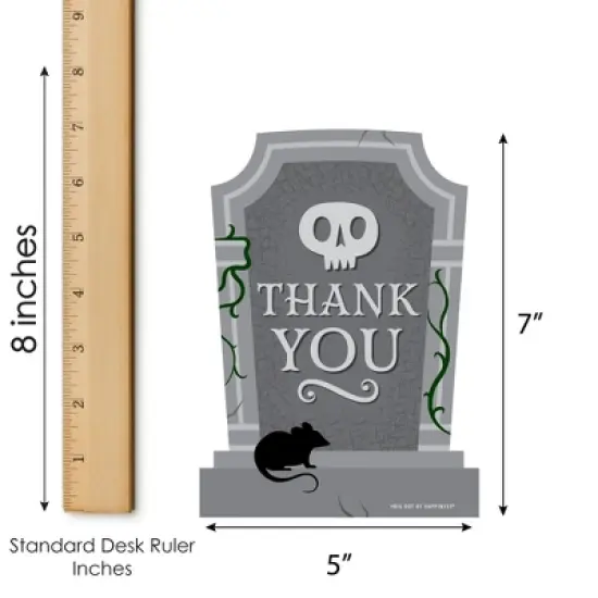 Big Dot of Happiness Creepy Cemetery - Shaped Thank You Cards - Spooky Halloween Tombstone Party Thank You Note Cards with Envelopes - Set of 12 image {4}