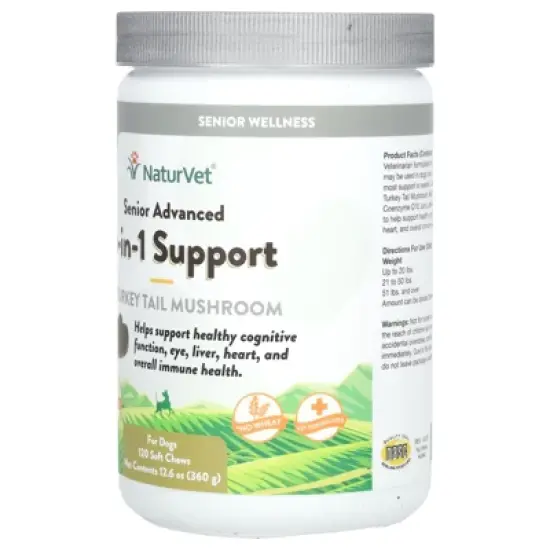 NaturVet Senior Advanced 5-in-1 Support + Tail Mushroom, For Dogs, 120 Soft Chews, 12.6 oz (360 g) image {3}