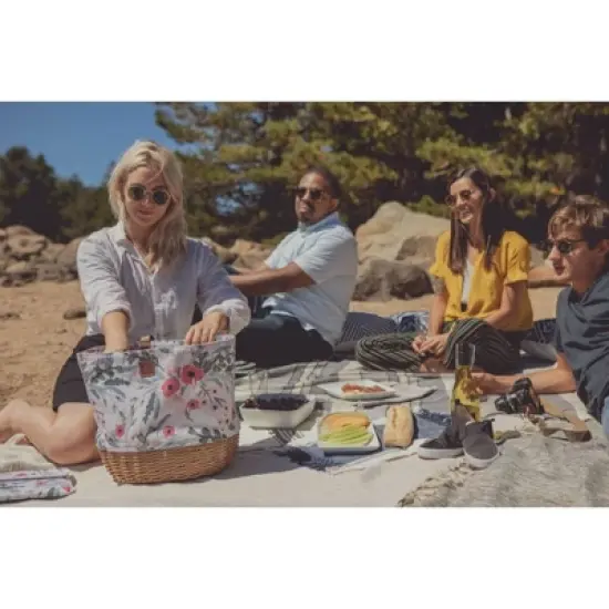 Picnic Time Promenade Floral Pattern Picnic Basket: Wicker & Canvas, Botanical Design, Disney's The Little Mermaid image {11}