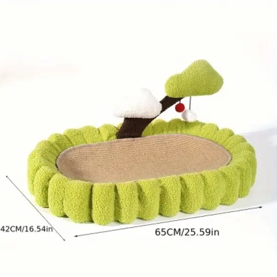 Boersma Large Tree Cat Scratching Post with Bed, 25.6" Green Hand-Woven Sisal Scratch Tower & Lounge, Indoor Cat Furniture with Non-Slip Base image {4}