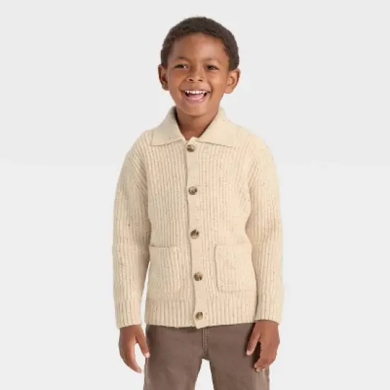 Toddler Boys' Button-Up Cardigan - Cat & Jack&trade; Oatmeal image {3}