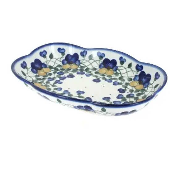 Blue Rose Polish Pottery 11E WR Scallop Dish image {1}