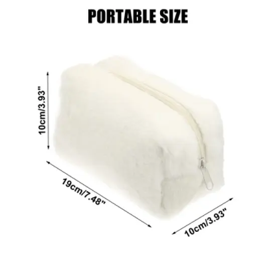 Unique Bargains Cosmetic Travel Zipper Multi-functional Small Plush Makeup Bag 1 Pc image {3}
