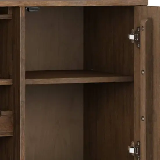 WyndenHall Wright Wine Cabinet Rustic Natural Aged Brown: Storage for 12 Bottles, Stemware Rack image {7}