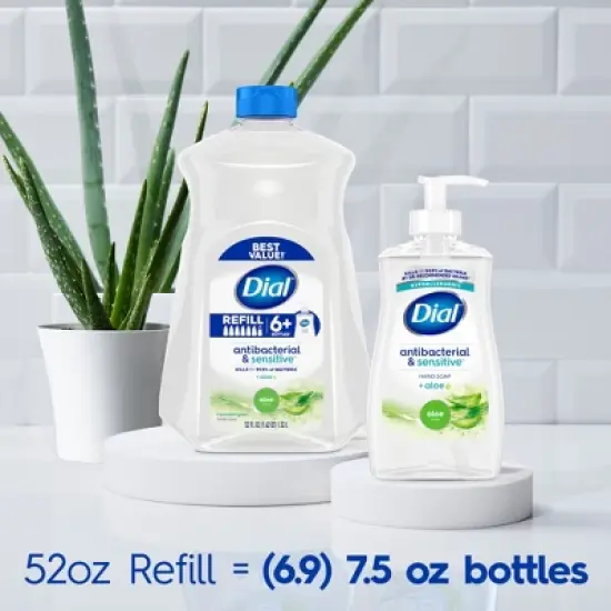 Dial Antibacterial Sensitive Hand Soap Gel Refill - Aloe - 52 fl oz image {5}