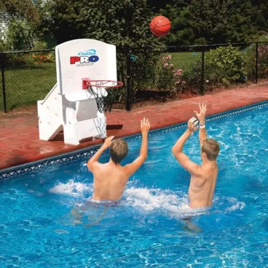 Swimline Cool Jam Pro In-Ground Poolside Basketball Game with Hoop, Regulation Size Ball, and Adjustable Backboard Height for Kids and Adults image {1}