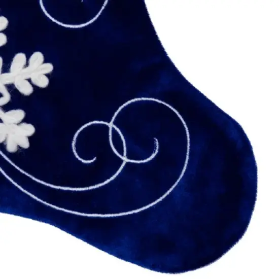 Northlight 20.5-Inch Royal Blue Velvet and White Snowflake Christmas Stocking image {4}