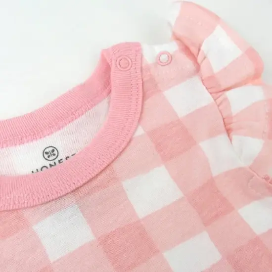 Honest Baby 2pk Ruffle Strawberry Patch Bodysuit Dress - Pink image {1}