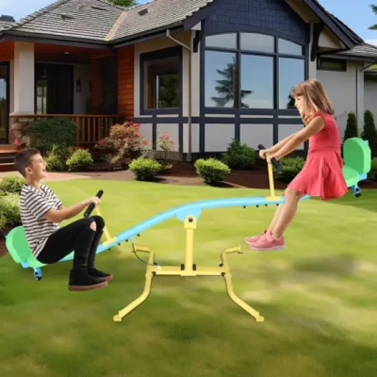 DSVIMOY Children's Seesaw, Double Person 360&deg; Rotating Seesaw with Backrest, Indoor And Outdoor Playground, Multicolor, 104"*36"*28" image {1}