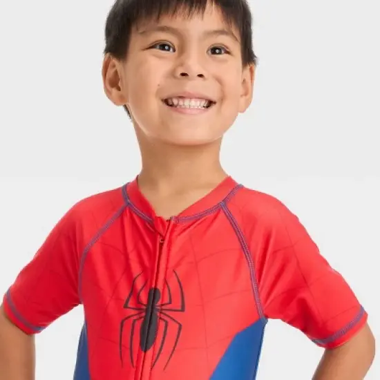 Toddler Boys' Marvel Spider-Man One Piece Rash Guard - Red image {1}