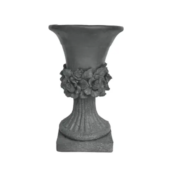 GDFStudio Silber Outdoor Traditional Roman Chalice Garden Urn Planter with Floral Accents image {1}